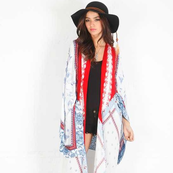 Red white and blue kimono Clearance